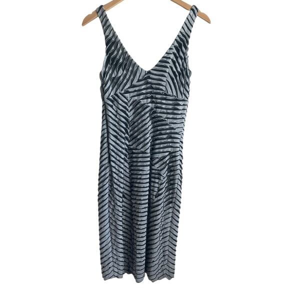 Nicole Miller Mini Dress Women M‎ Gray Black Ripple Bodycon Rave Y2K Retro Club - Picture 3 of 12